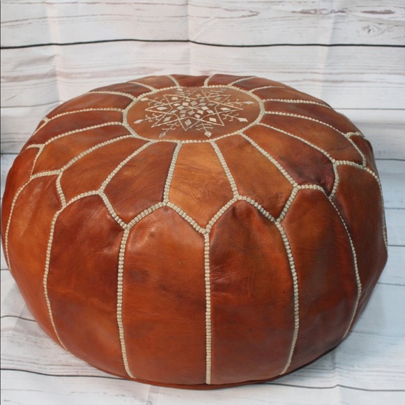 100% Leather Handmade Moroccan Pouf- Brand New - Picture 2 of 3